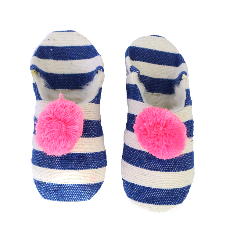 Blue and White Stripe Slippers