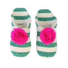 Green and White Stripe Slippers