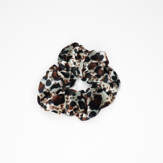 Mottled Leopard Velvet Scrunchie