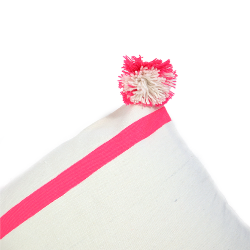 White Square Cushion with Neon Pink