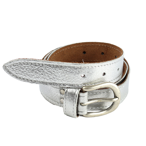 Leather Belt - Silver